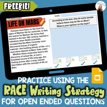 Preview of RACE Strategy FREEBIE! | Interactive Practice ELA Test Prep | Google Slides