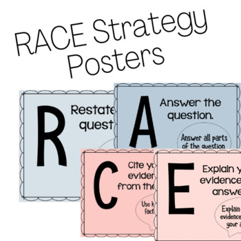 RACE Strategy Poster - Reading & Writing Anchor Chart - Modern Calm Colors