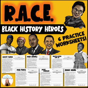 Preview of RACE Strategy Practice 6 Worksheets | Black History Month | PRINT & EASEL