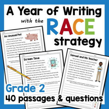 Preview of RACE Strategy Practice Worksheets: 40 Prompts and Passages for Google and Print