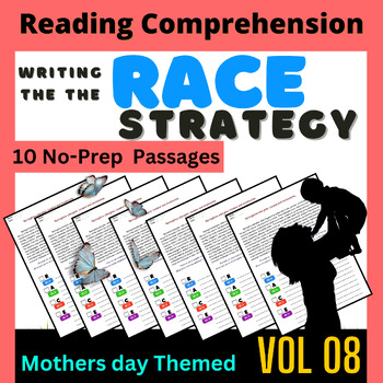 Preview of RACE Strategy Practice Worksheets Mothers day Reading Comprehension passages
