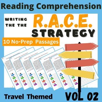 Preview of RACE Strategy Practice Worksheets TRAVEL Reading Comprehension passages