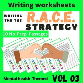 Preview of RACE Strategy Practice worksheets Mental Health Reading AND writing prompts