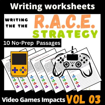 Preview of RACE Strategy Practice worksheets Video Games Race Strategy writing prompts