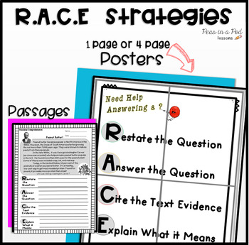 Preview of RACE Strategy Practice Worksheet RACES Graphic Organizer Testing Motivation Card