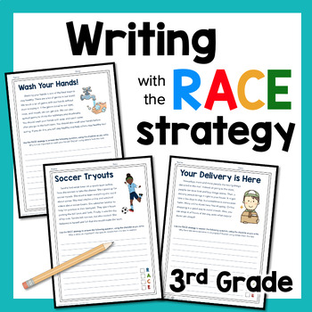 Preview of RACE Strategy Practice Worksheets: 10 RACE Writing Prompts & Passages 3rd Grade