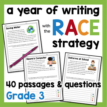 Preview of RACE Strategy Writing: 3rd Grade 40 RACE Writing Prompts & Passages for All Year
