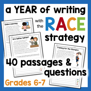 Preview of RACE Strategy Writing: 40 RACE Writing Prompts & Passages for All Year 6th 7th