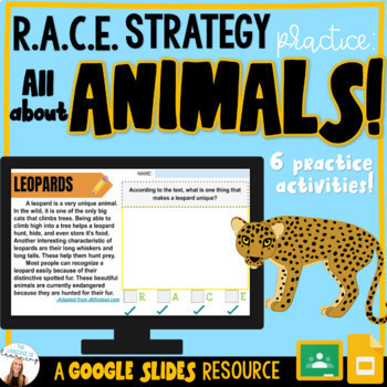 Preview of RACE Strategy Writing Activities | 6 Passages All About ANIMALS | Google Slides
