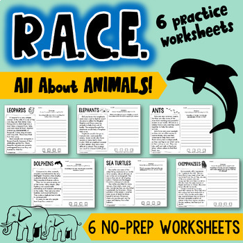Preview of RACE Strategy Writing Activities | 6 Passages All About ANIMALS | Text Evidence