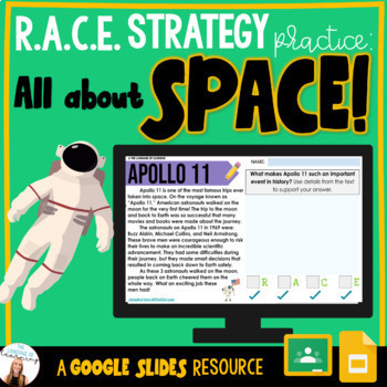 Preview of RACE Strategy Writing Activities | 6 SPACE-Themed Passages | Google Slides