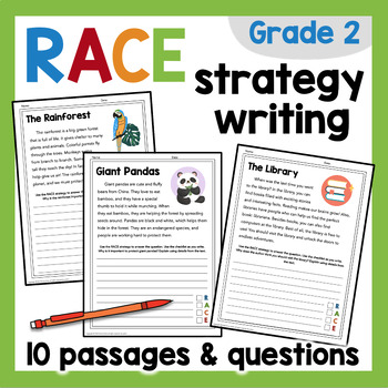 Preview of RACE Strategy Practice Worksheets w/ Passages 2nd grade RACE writing prompts