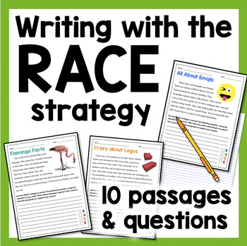 Preview of RACE Strategy Practice Worksheets Writing Passages & Prompts Text Evidence