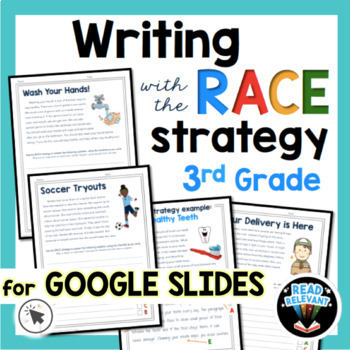 Preview of RACE Strategy Writing Passages and Writing Prompts Google Slides 3rd Grade