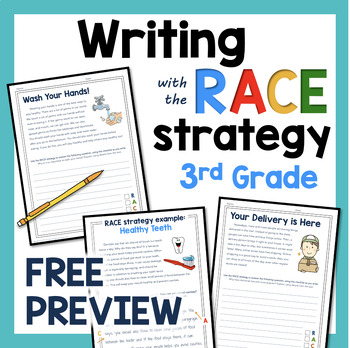 Preview of RACE Strategy Writing Prompts 3rd Grade: Prompts and Passages FREE Preview