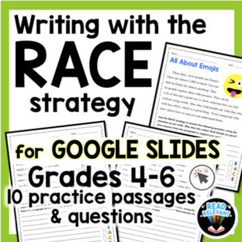 Preview of RACE Strategy Writing Prompts Google Slides for 4th-6th Grades