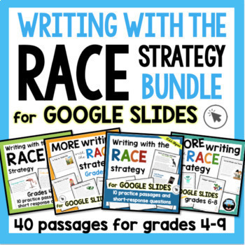 Preview of RACE Strategy Writing Prompts and Passages Bundle Google Slides 4th 5th 6th 7th+