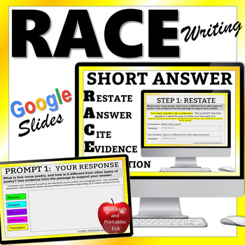 Preview of RACE Strategy Writing With Transitions ELA TEST PREP