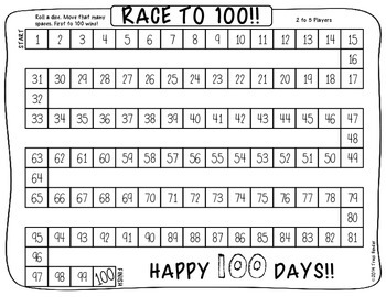 RACE TO 100! {A 100 days of school freebie}