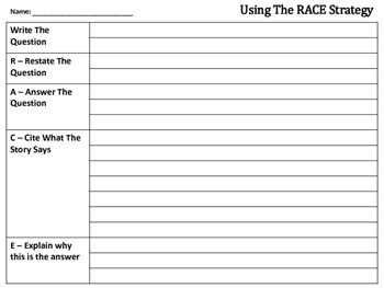 RACE: Teaching The RACE Written Comprehension Constructed Response Strategy