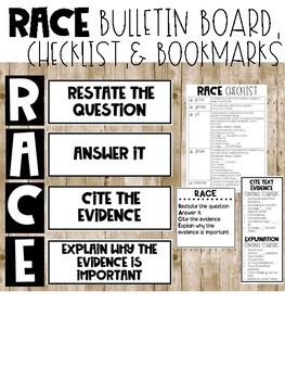 Preview of RACE Text Dependent Questions Strategy: Bulletin Board, Checklist, Bookmarks