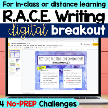 Preview of RACE Writing Digital Breakout Activity