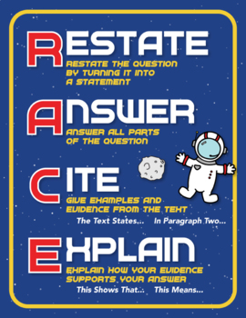 Preview of RACE Writing Strategy Poster (Space Themed!)