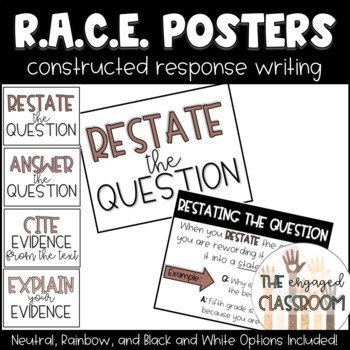Preview of RACE Writing Strategy Posters | Constructed Response | Citing Text Evidence