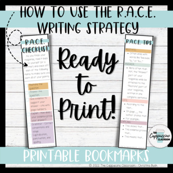 Preview of RACE Writing Strategy Printable Bookmarks Checklist