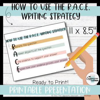 Preview of RACE Writing Strategy Printable Presentation | Graphic Organizer ELA TEST PREP