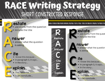 Preview of RACE Writing Strategy | Response to Text | Writing Prompt | Restate | Cite |