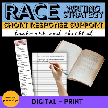Preview of RACE Strategy Bookmarks RACE Writing Strategy Short Response Checklist