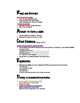 Constructed Response using R.A.C.E.D strategy (text-based evidence/CCLS