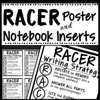 Preview of RACER WRITING STRATEGY POSTER & INTERACTIVE NOTEBOOK INSERT- FREEBIE
