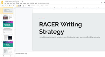 Preview of RACER Writing Strategy Professional Development