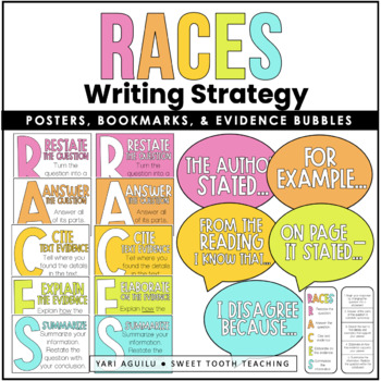 Preview of RACES Colorful Pastel Writing Posters | EDITABLE | Written Response Strategy