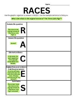 Preview of RACES Graphic Organizer with Example
