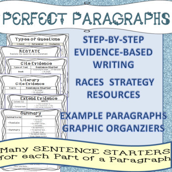 Preview of RACES Paragraphs |Text Evidence Writing | Sentence Starters | Graphic Organizer
