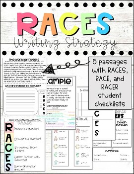Preview of RACES, RACE, RACER Writing Strategy with Passages and Questions