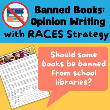 Preview of RACES Strategy Opinion Writing: Should books be banned from school libraries?