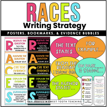 Preview of RACES Writing Strategy Posters | Citing Text Evidence | Text-Based Response