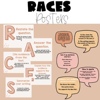 Preview of RACES Writing Strategy Posters | Warm Neutrals