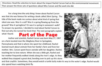 Preview of Biography RACHEL CARSON, ENVIRONMENTAL SCIENTIST w/ 20 Reading Comprehension Qs