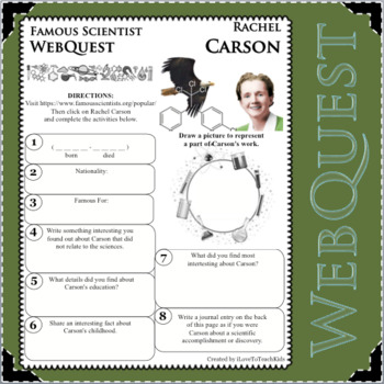 Preview of RACHEL CARSON Science WebQuest Scientist Research Project Biography Notes