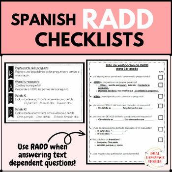 Preview of Spanish RADD Checklist (restate, answer, detail, detail)