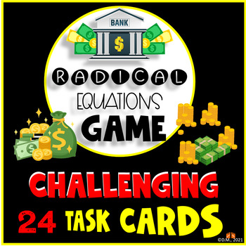 Preview of RADICAL EQUATIONS BANK GAME TASK CARDS CHALLENGING HONORS