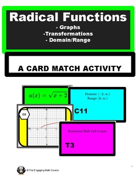 Preview of MATCH RADICAL EQUATIONS WITH GRAPHS, TRANSFORMATIONS, & CORRECT DOMAIN / RANGE