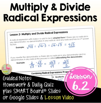 Preview of Multiply and Divide Radical Expressions (Algebra 2 - Unit 6)