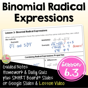 Preview of Binomial Radical Expressions (Algebra 2 - Unit 6)