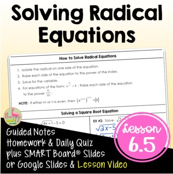 Solving Radical Equations (Algebra 2 - Unit 6) by Jean Adams | TpT